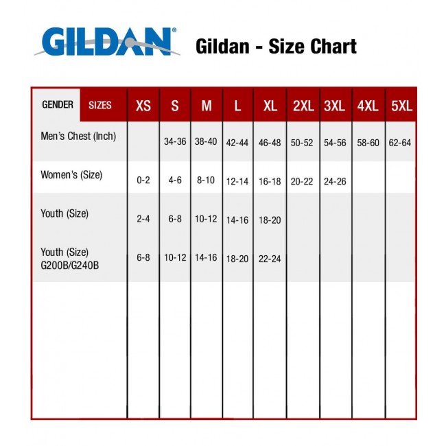 Gildan Size Chart Toddler